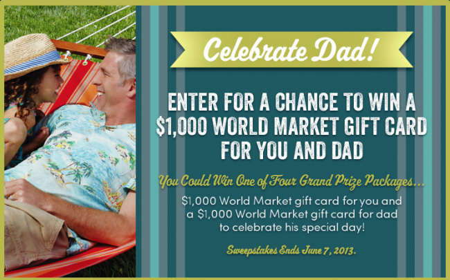 Dad's Day Sweeps at Cost Plus World Market #CelebrateDad