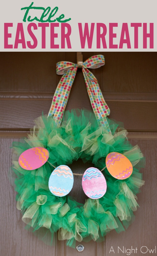 Such a fun and easy Tulle Easter Wreath!
