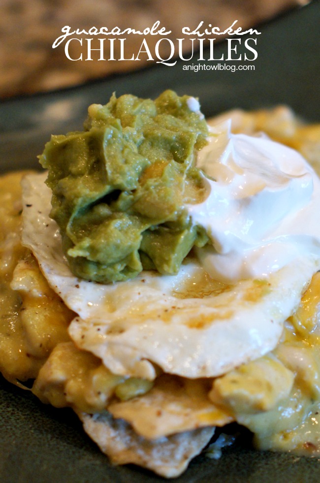 Guacamole Chicken Chilaquiles | anightowlblog.com