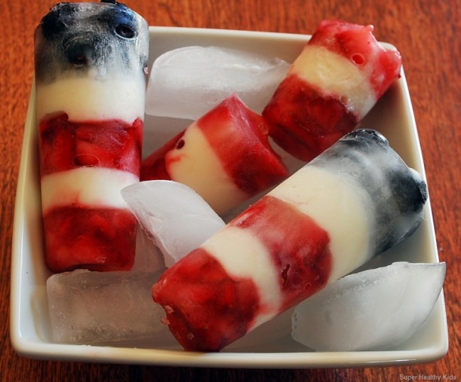 red white and blue homemade popsicles