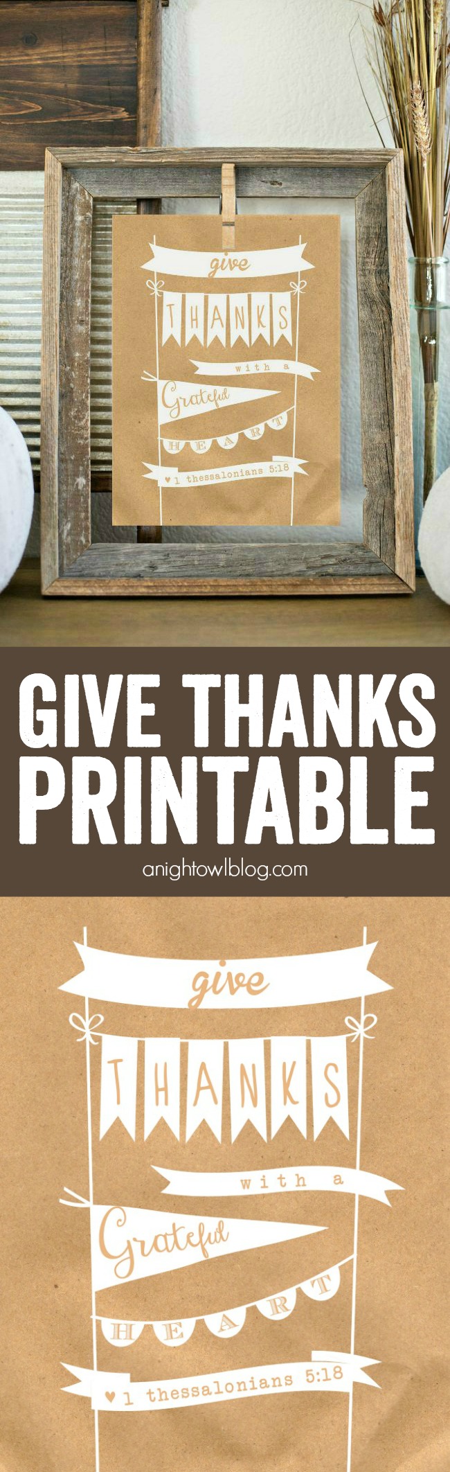 "Give thanks with a Grateful Heart" - FREE Give Thanks Print perfect for Thanksgiving or all year round!