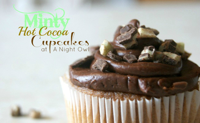 Minty Hot Cocoa Cupcakes at @anightowlblog