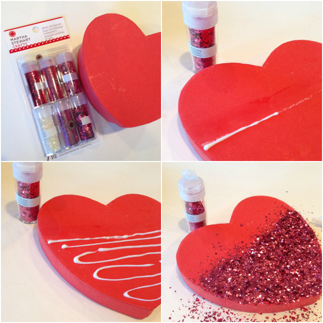DIY Glitter Dipped Heart made with #MarthaStewartCrafts! #12MonthsofMartha