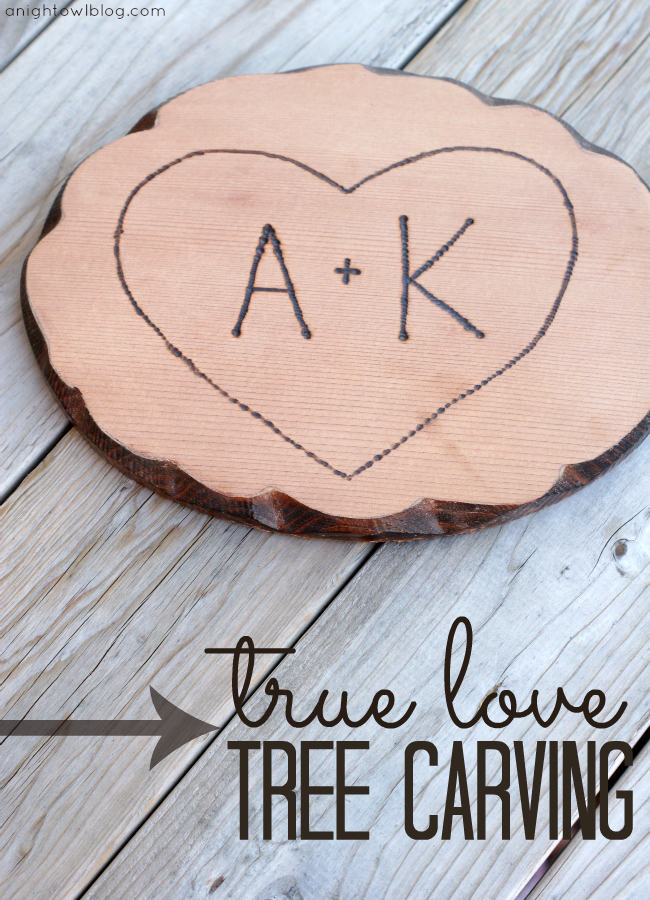 True Love Tree Carving - upcycle a Goodwill plaque into a cute and loveable wood carving for your home!