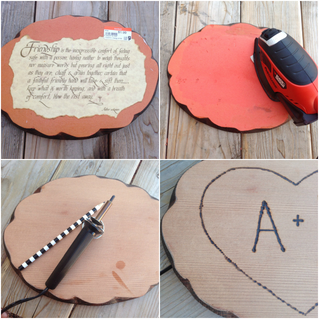 A Goodwill trash to treasure project - turn a $1.99 plaque into a cute wood carving!