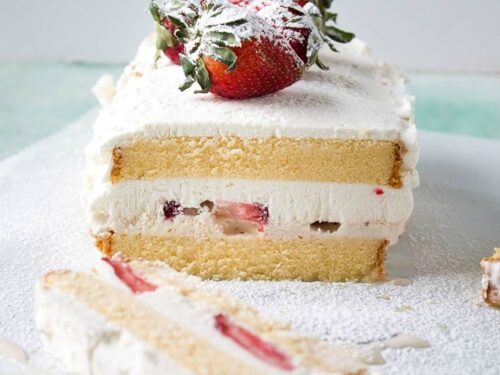 Strawberries and Cream Ice Cream Cake Recipe