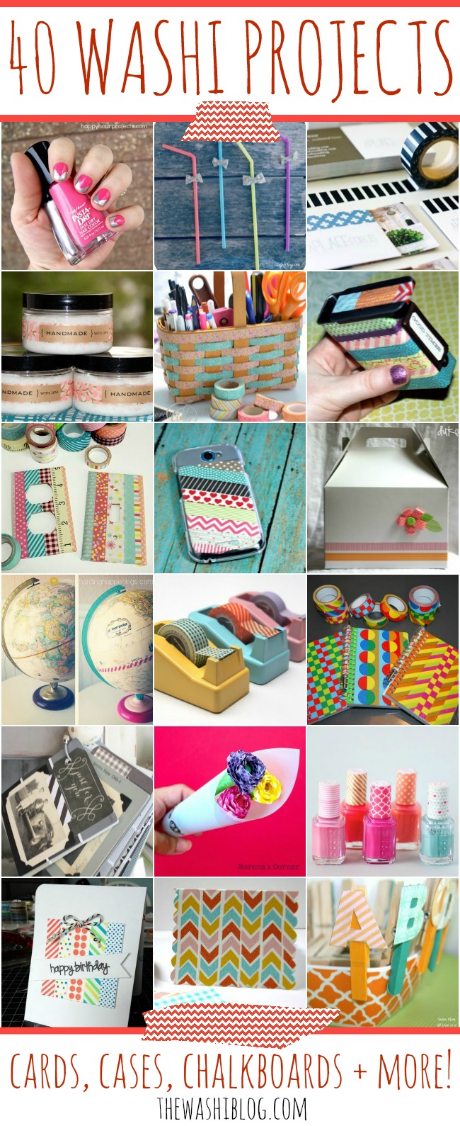 40 Washi Tape Projects – Cards, Cases, Chalkboards and More! For more washi projects and inspiration visit thewashiblog.com | #washi #washitape