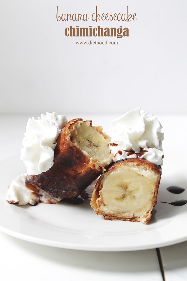 Banana Cheesecake Chimichangas | www.diethood.com | www.anightowlblog.com | #recipe #bananas #chimichanga