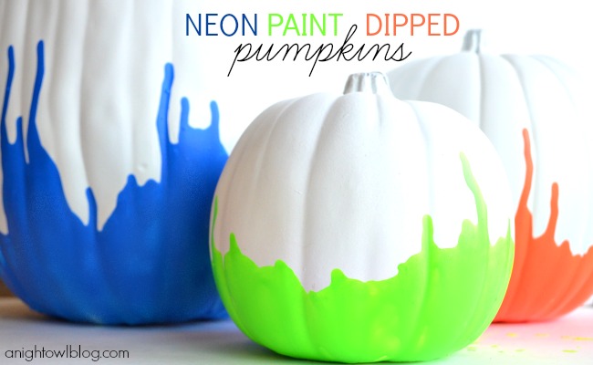 Neon Paint Dipped Pumpkins A Night Owl Blog   Neon Paint Dipped Pumpkins Feature 