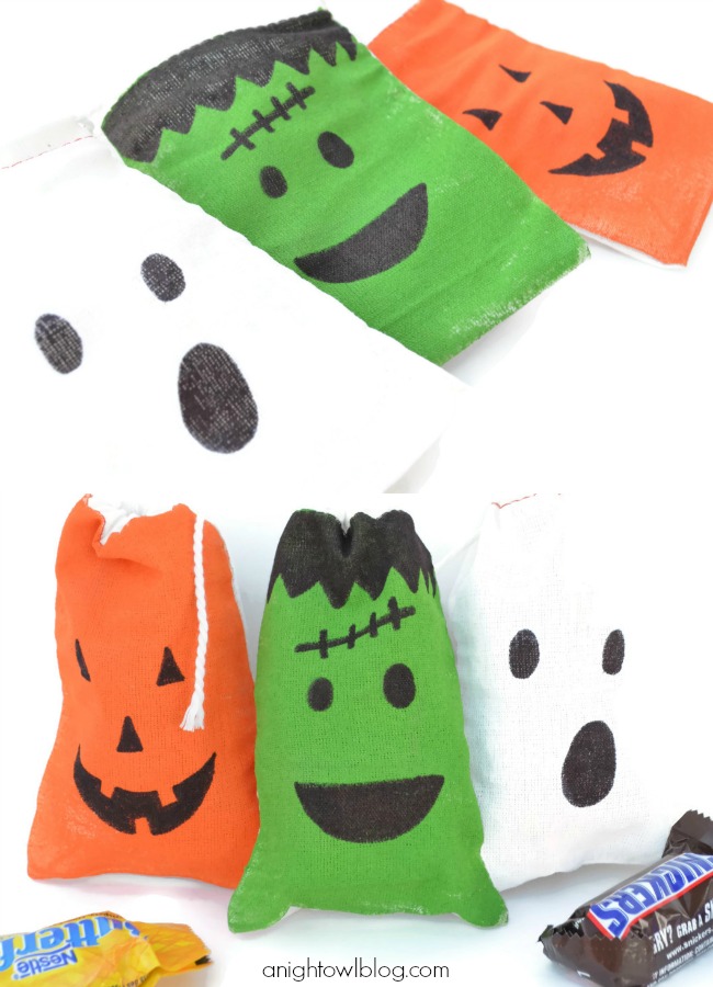 Cute and easy to make Halloween Favor Bags at anightowlblog.com | #halloween #candy #favors #party
