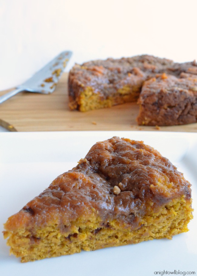 Easy Crock Pot Pumpkin Coffee Cake at anightowlblog.com | #crockpot #pumpkin #recipes