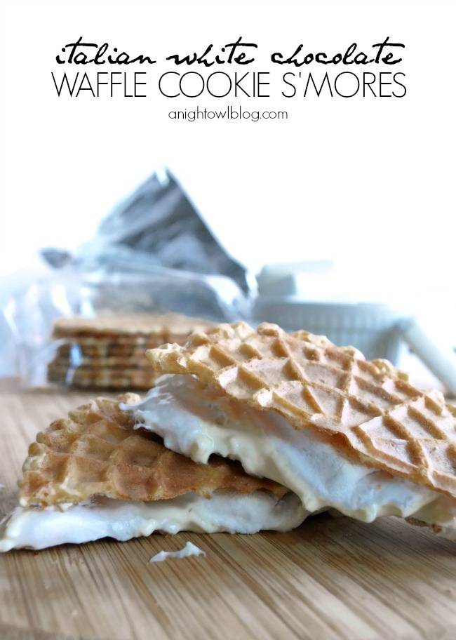 Italian White Chocolate Waffle Cookie S'mores #GourmetGetaway