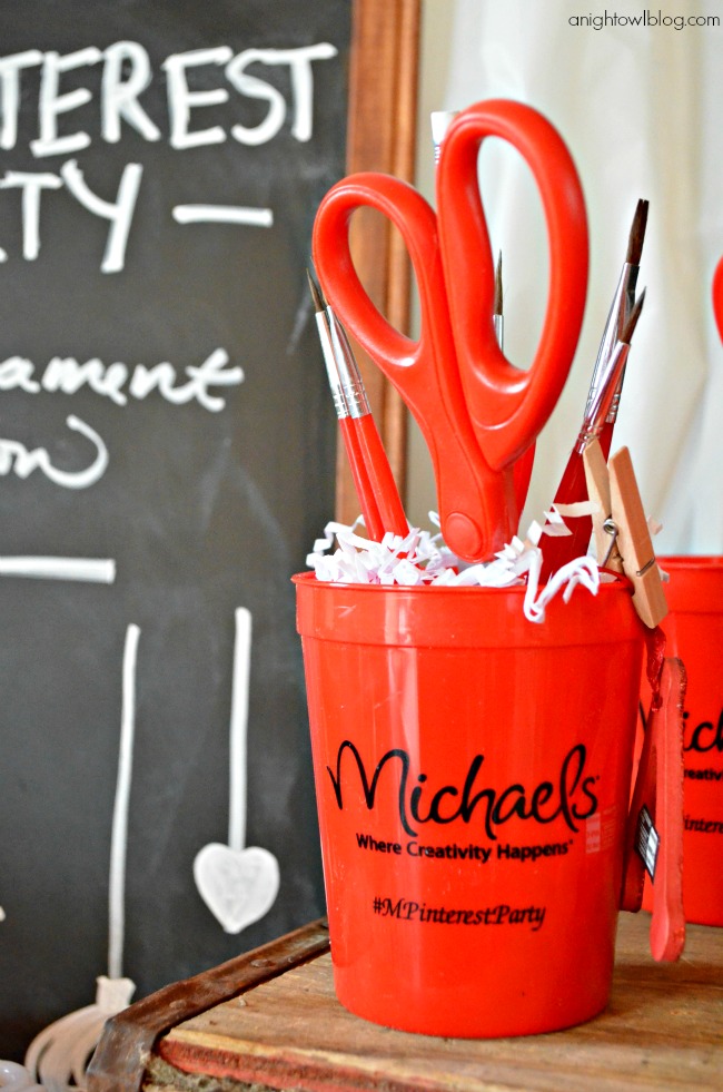 Craft cups at a fun at-home Pinterest Party with Michaels!