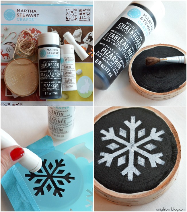 Check out how to make this fun and easy handmade Chalkboard Snowflake Christmas ornament made with #MarthaStewartCrafts! #12MonthsofMartha