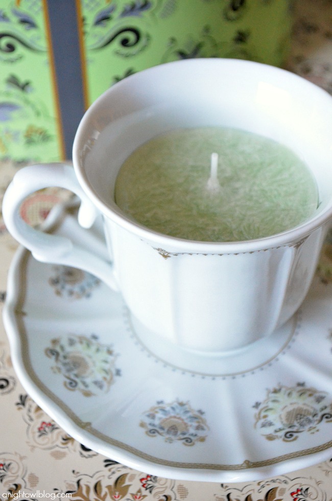 Make these DIY Teacup Candles with just a few supplies! Would make great home decor or a thoughtful gift!