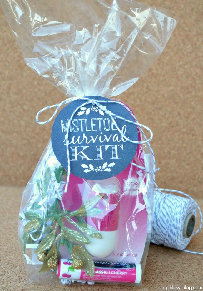 Such a fun gift idea this holiday season - Mistletoe Survival Kit with Hello breath spray!