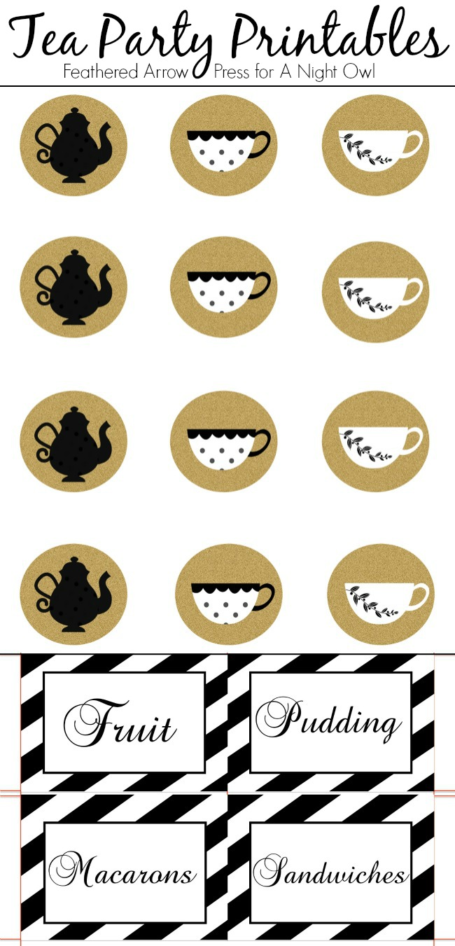 Adorable toppers and food label cards, perfect for throwing your very own tea party!