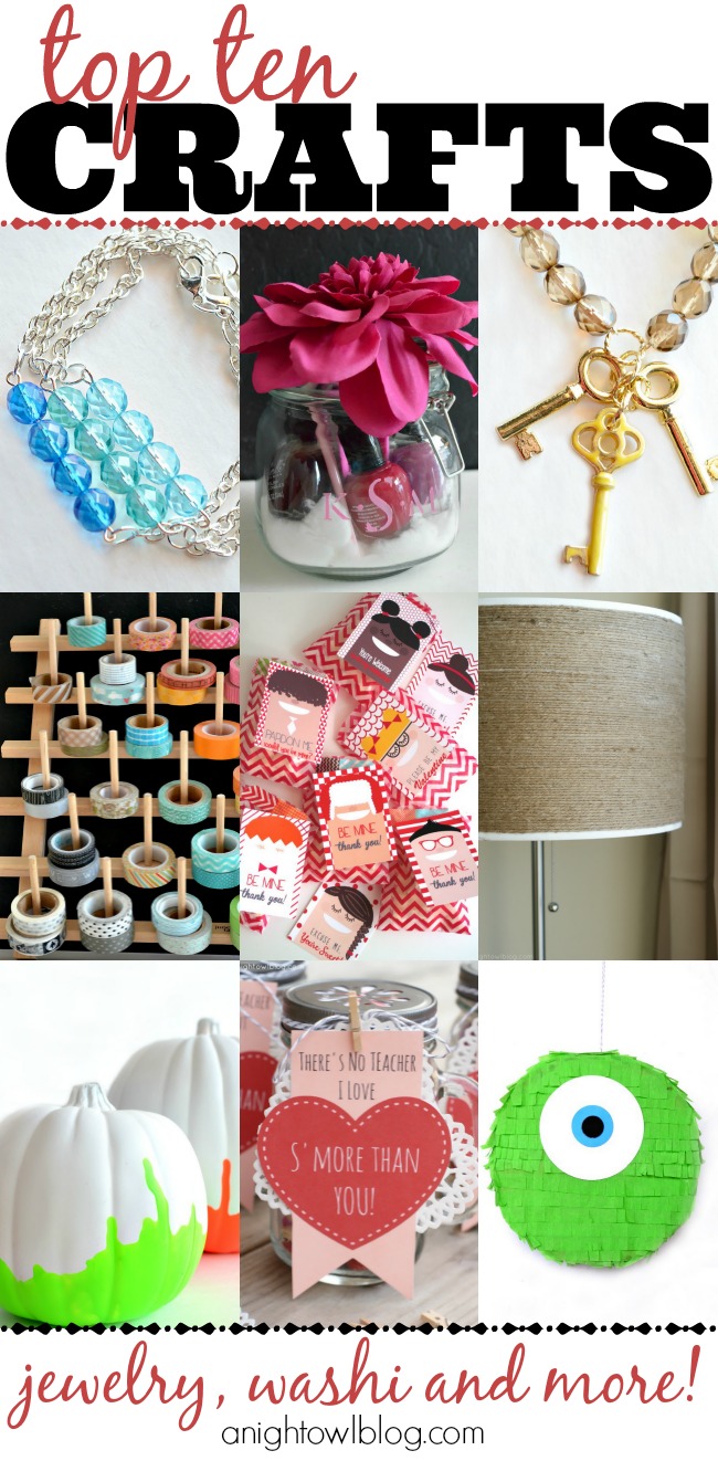 Top Ten Crafts of 2013 from A Night Owl Blog! Jewelry, washi and more!