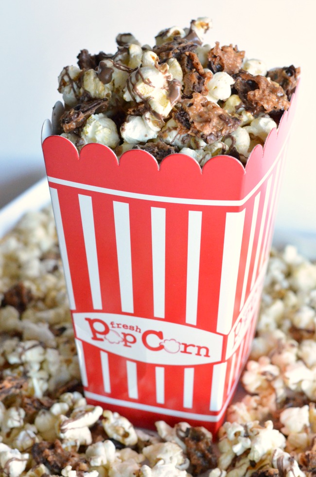 Gourmet Popcorn Recipes like this Chocolate Toffee Popcorn are the perfect addition to movie night! Pick up all the supplies you need at World Market!