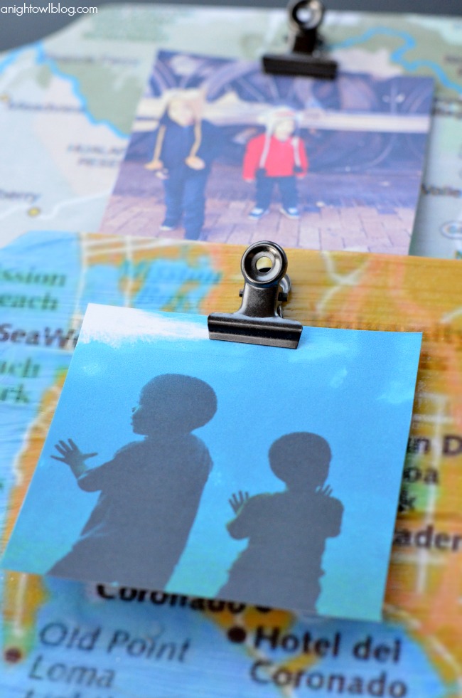 picture of two little boys at the aquarium with a map picture frame