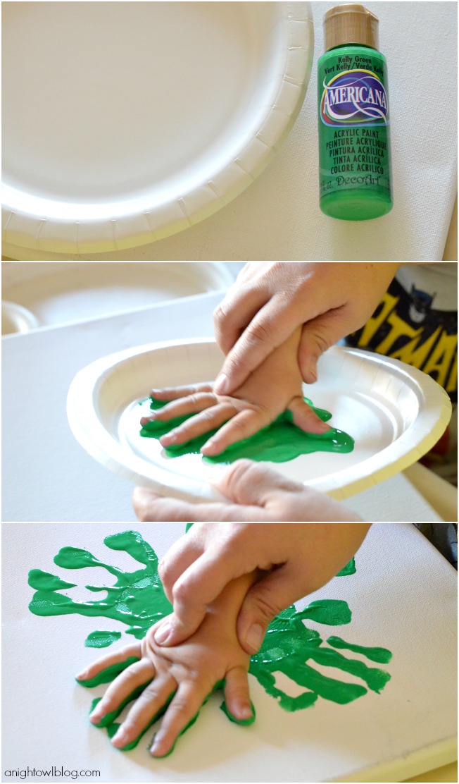 Fun for St. Patrick's Day! Make easy Handprint Clovers or Shamrocks with your little ones!
