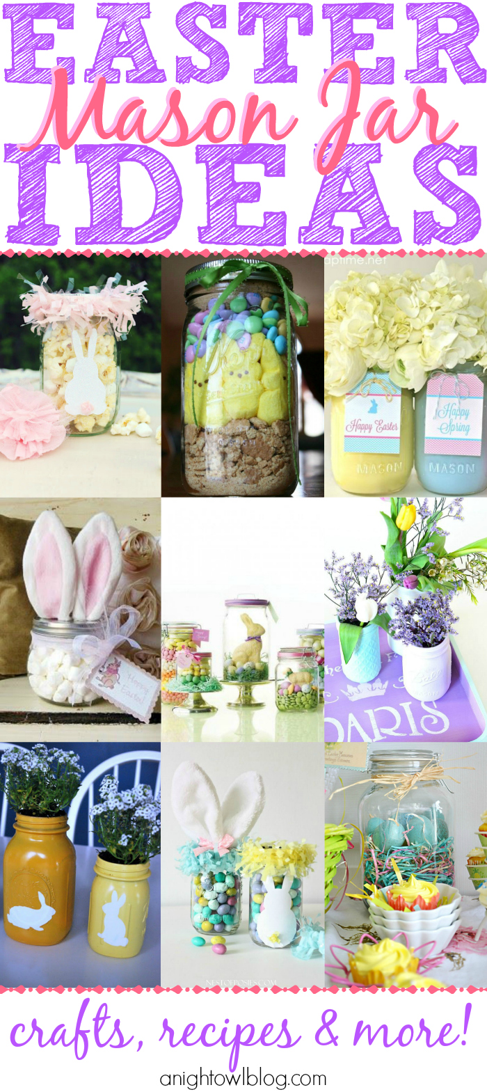 Easter Mason Jar Ideas - such a great list of easy and adorable Easter decor, crafts and more!