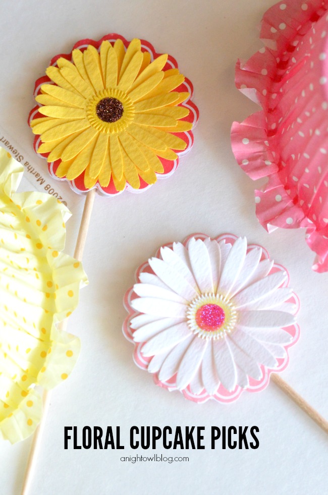 Floral Cupcake Picks - embellish your cupcake picks in just a few easy steps!