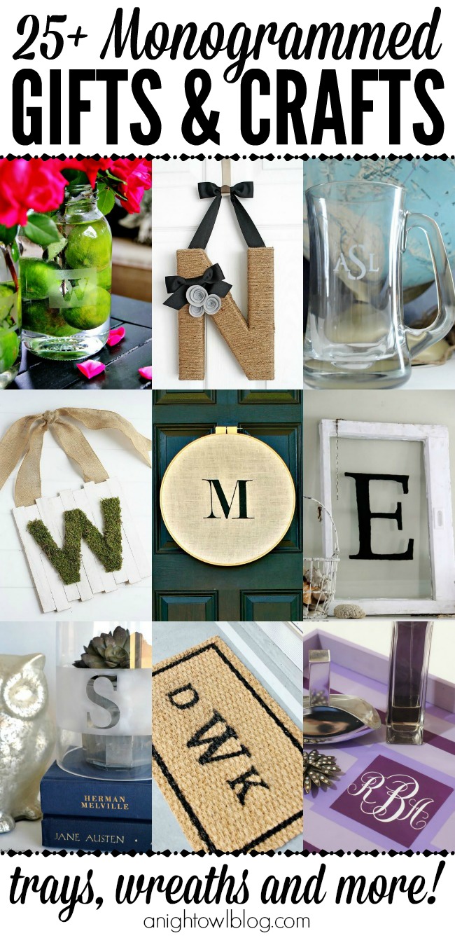 Monogrammed Gifts and Crafts - such a great list of easy monogram projects! Perfect weekend crafts or gift ideas!