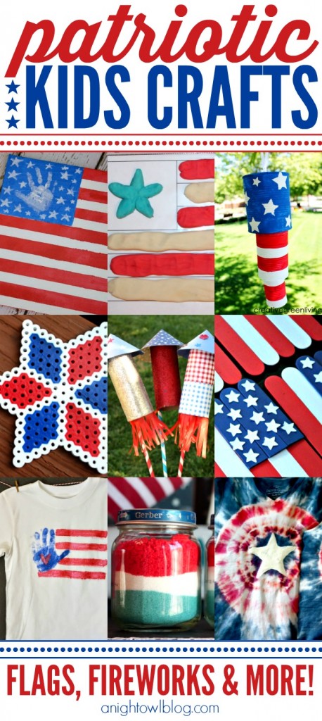 Great list of Patriotic Kids Crafts - Flags, Fireworks and More!