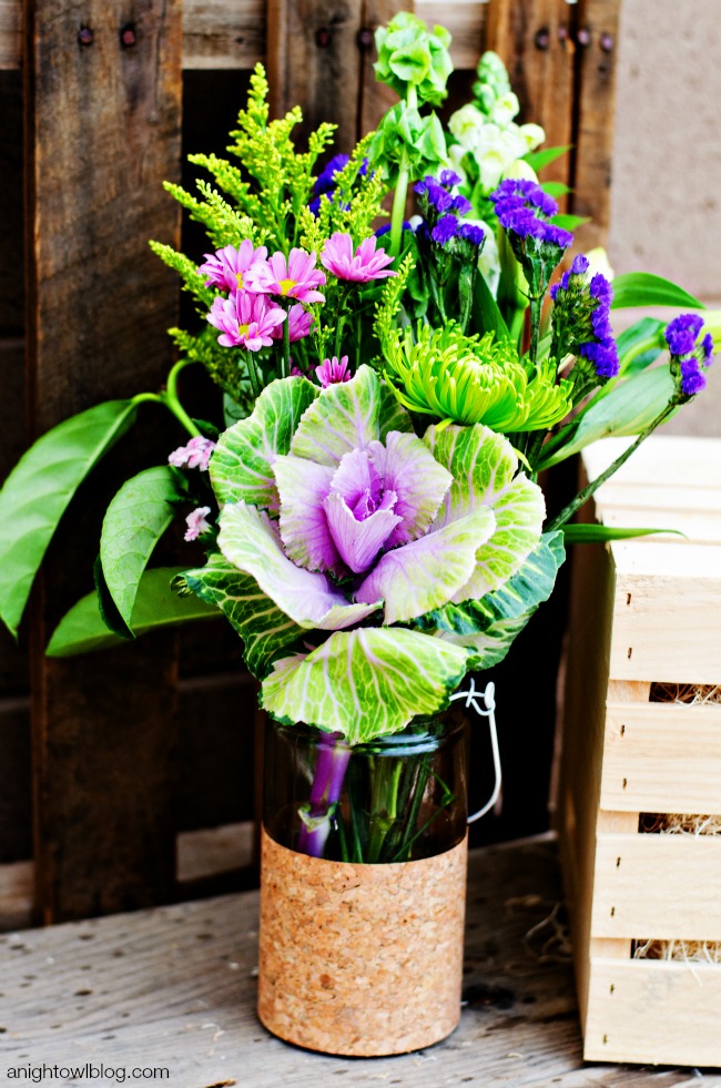 DIY Cork Flower Vases and beautiful blooms!