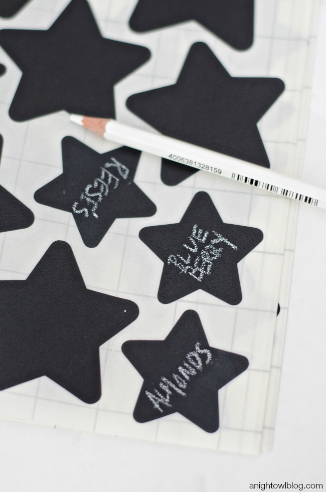 Chalkboard labels and chalk pencils from Bright Star Kids