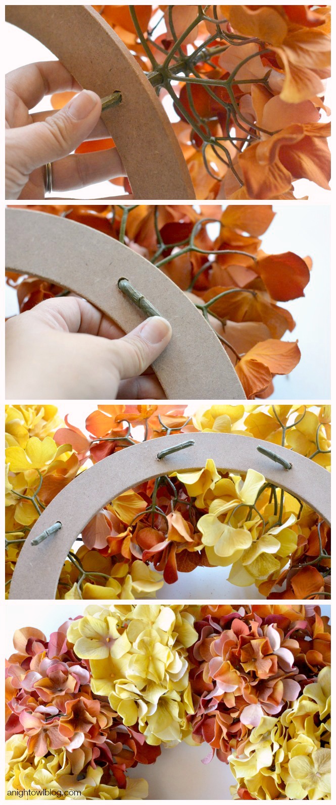 Create this Easy Fall Hydrangea Wreath in minutes to update your decor for the fall!