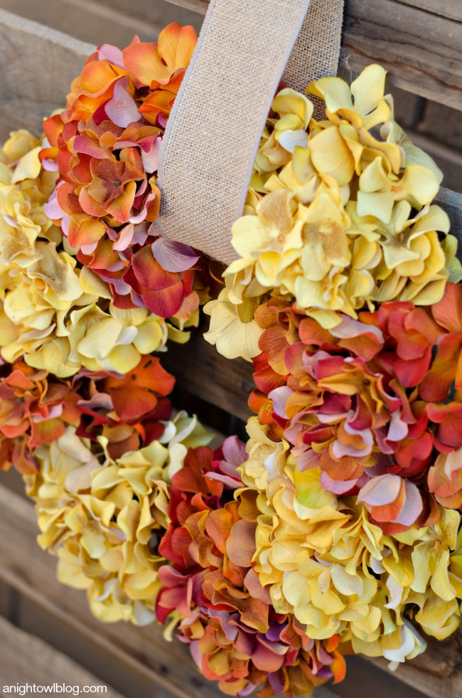 Create this Easy Fall Hydrangea Wreath in minutes to update your decor for the fall!
