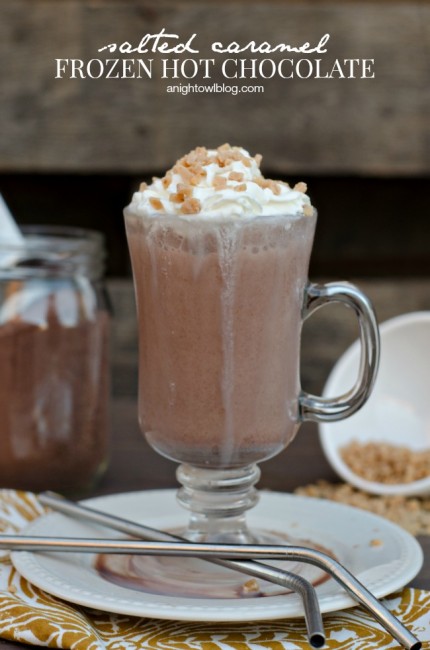 Salted Caramel Frozen Hot Chocolate - A Night Owl Blog