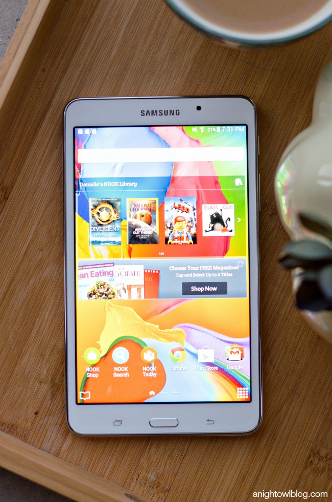 Samsung Galaxy Tab 4 Nook Review | anightowlblog.com