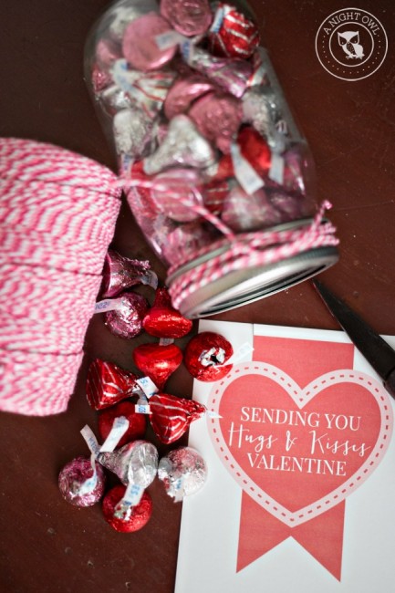 Hugs and Kisses Mason Jar Valentines - A Night Owl Blog