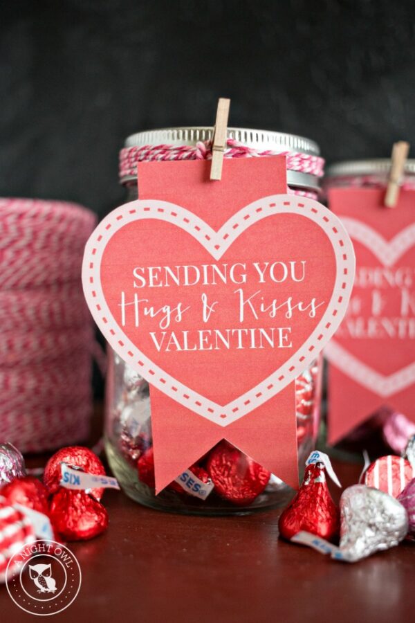 Hugs and Kisses Mason Jar Valentines - A Night Owl Blog