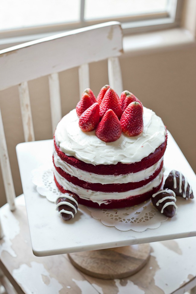 Easy Naked Red Velvet Cake | anightowlblog.com