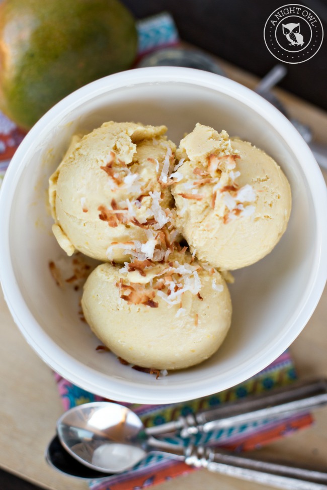 Homemade Mango Coconut Ice Cream | anightowlblog.com
