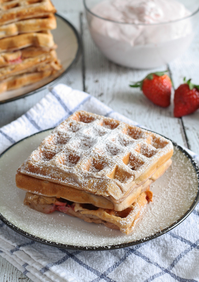 Strawberry Waffles with Homemade Strawberry Whipped Cream | anightowlblog.com