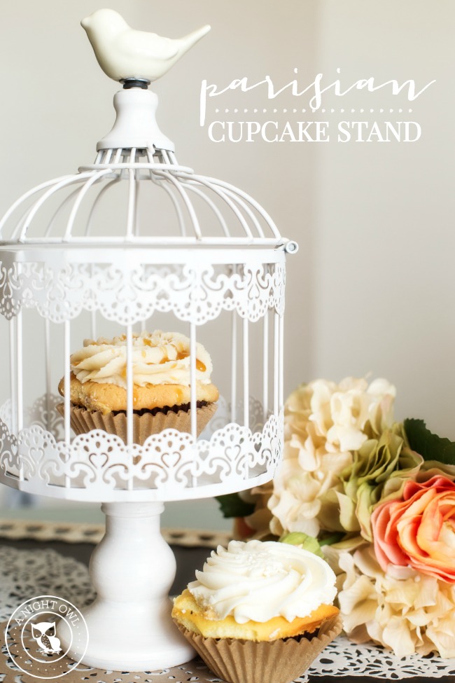 Parisian Cupcake Stand - an adorable little cupcake stand you can DIY yourself in just a few easy steps!