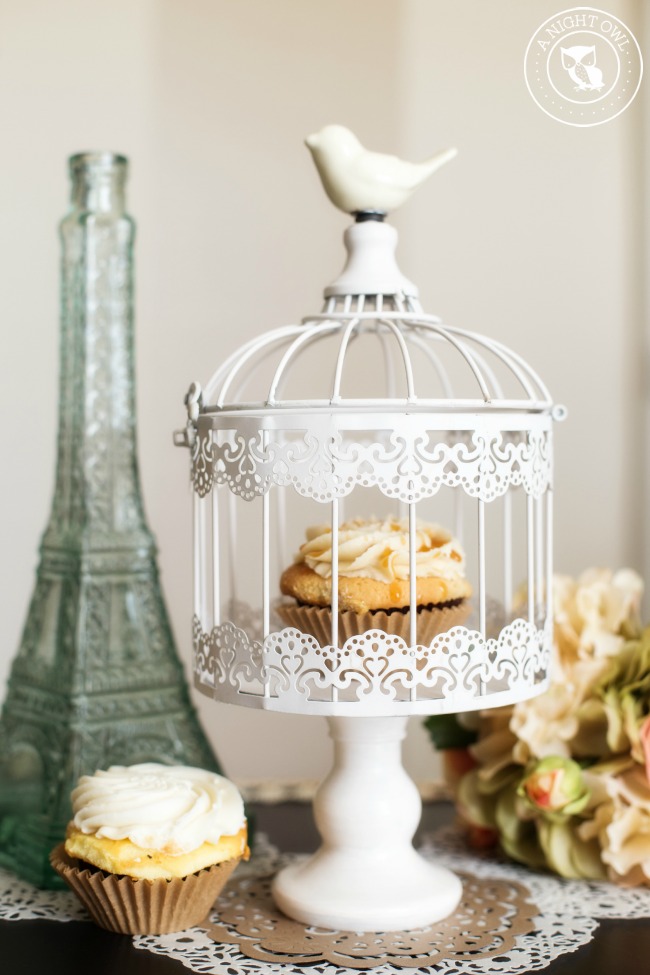 Parisian Cupcake Stand - an adorable little cupcake stand you can DIY yourself in just a few easy steps!