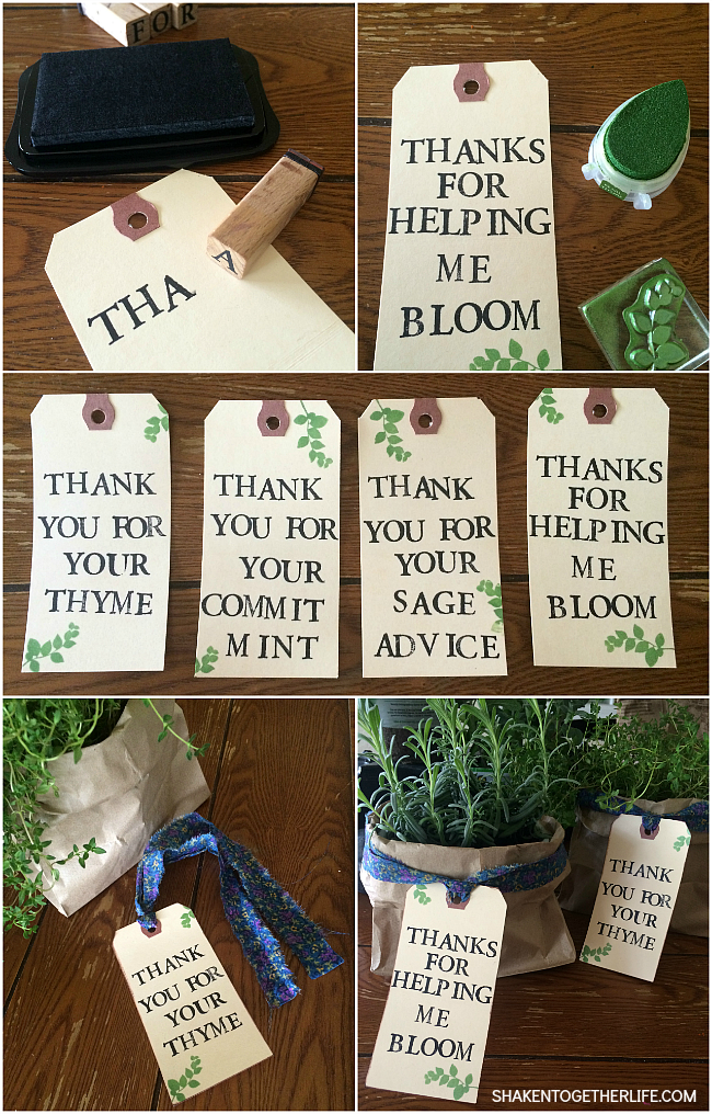 How to make Thank You Herb Gifts - perfect for teachers, neighbors, volunteers and any other special people in your life!