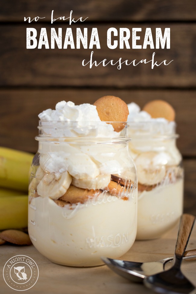 No Bake Banana Cream Cheesecake - a delicious no-fuss, easy dessert that will have you enjoying your favorite Banana Cream Pie flavors in just minutes!