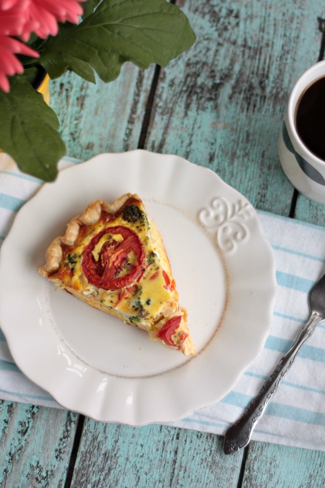 Roasted Veggie Quiche is a simple and filling breakfast dish that can be made and baked a day ahead or would be perfect for brunch.