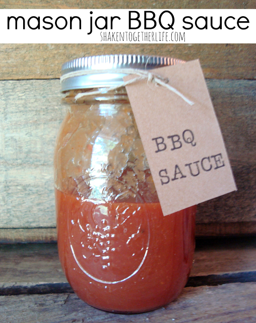 Mason Jar BBQ Sauce - a great gift idea for Father's Day at Shaken Together!