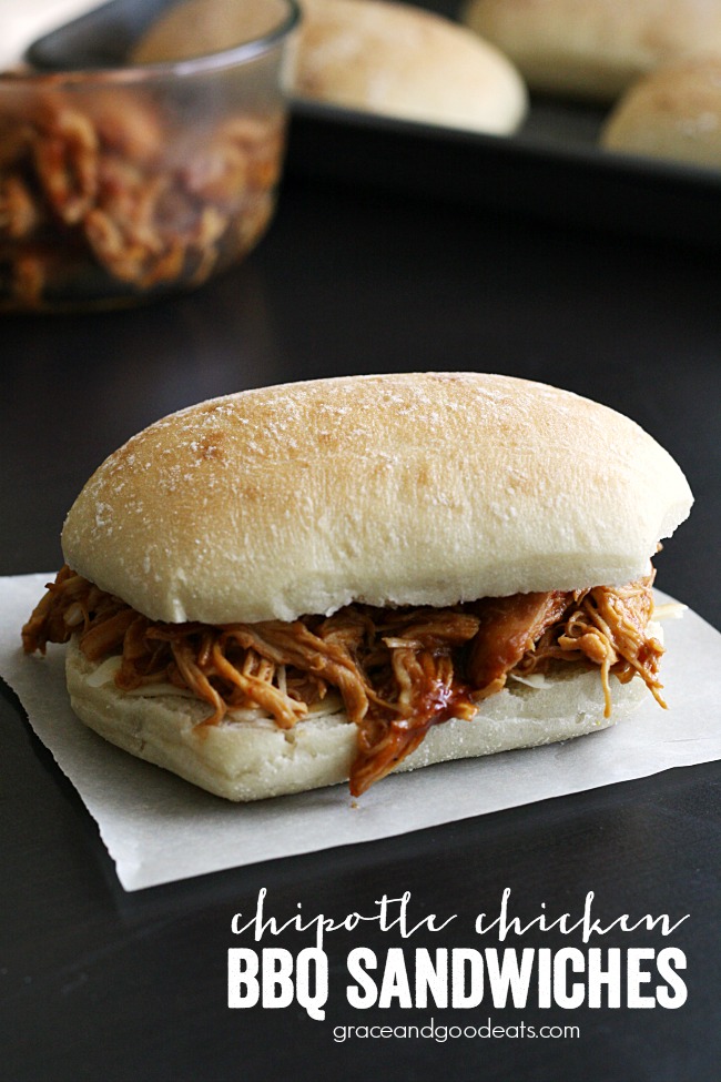 Chipotle Chicken BBQ Sandwiches - an easy slow cooker meal your family will love!