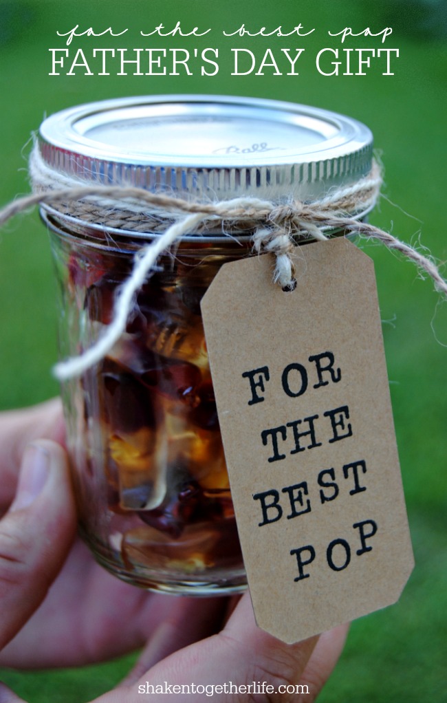 For the Best Pop Father's Day Gift! Fill a mason jar with cola gummies and add a hand stamped tag for a sweet gift for all of the guys in your life!