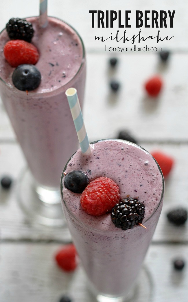 Triple Berry Milkshake - a delicious combination of your favorite berries in one delicious shake!