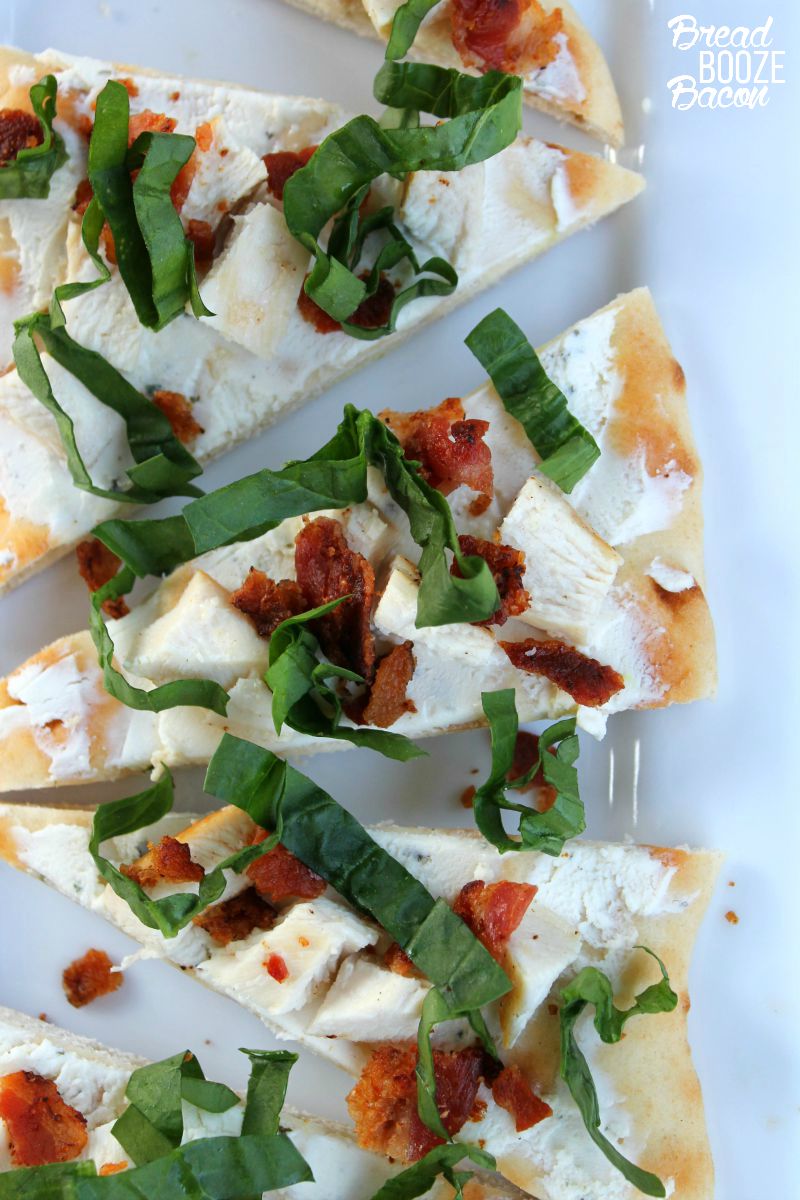 Chicken Bacon Flatbread is a light delicious bite that makes an easy party app or make it for a quick dinner idea!